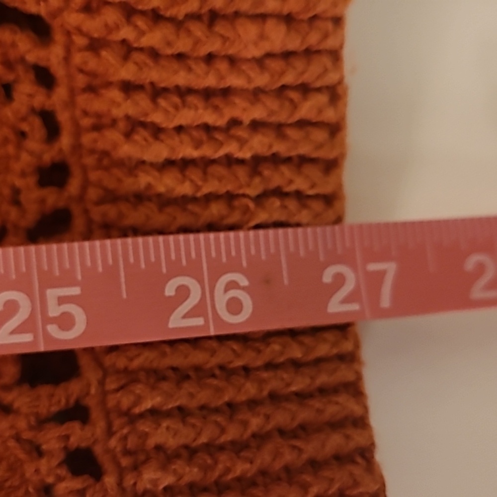 OBR Rust Orange Crochet Button-Front Sweater Vest Medium - Picture 8 of 9